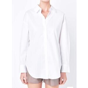 Grey Lab Woman White Oversize Collared Shirt, Size XS